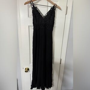 HYFVE Black BOHO Lace Maxi Dress Size Medium Spaghetti Straps
